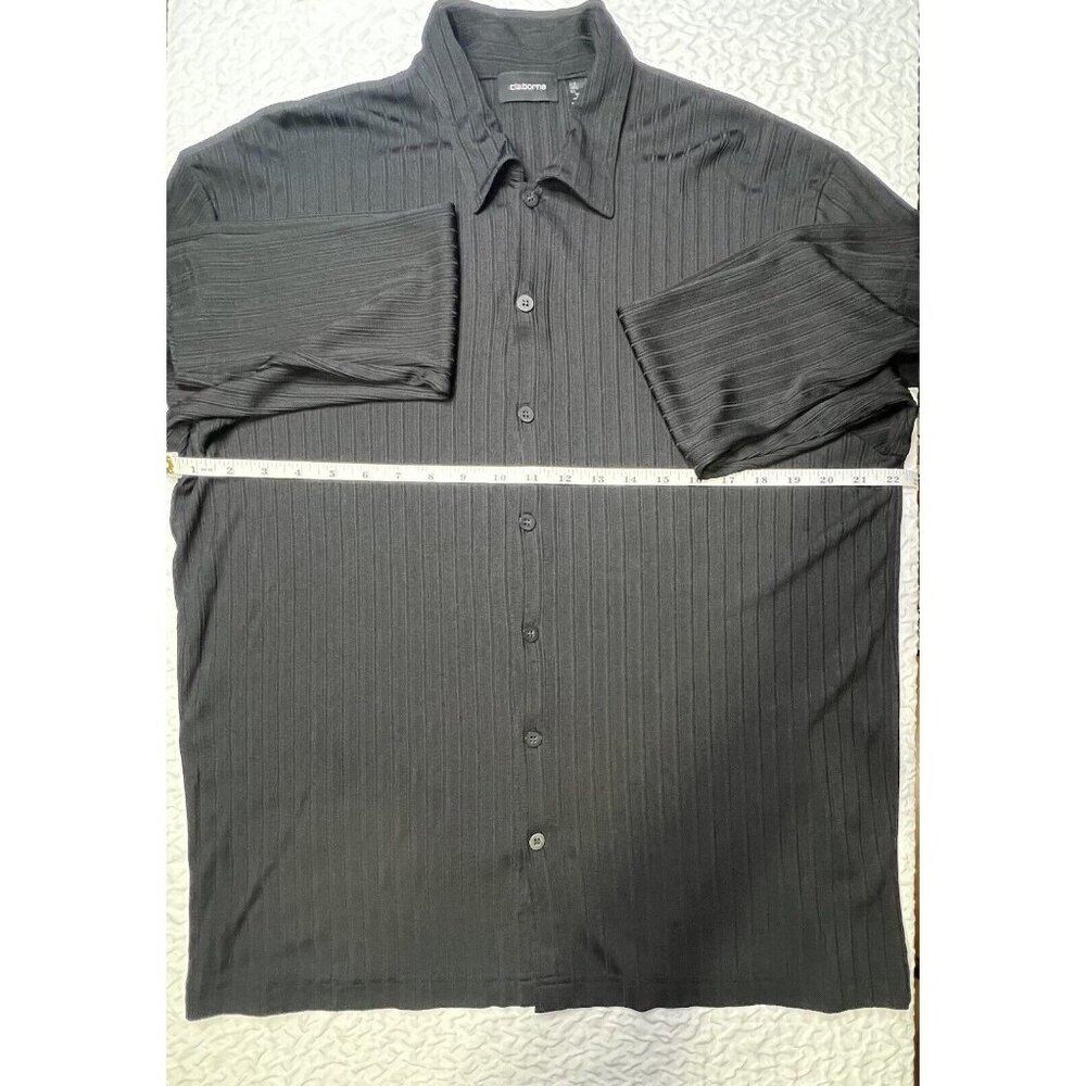 Liz Claiborne Womens Black Blouse Long Sleeve Ribbed LARGE Stretch NWOT - Picture 3 of 5